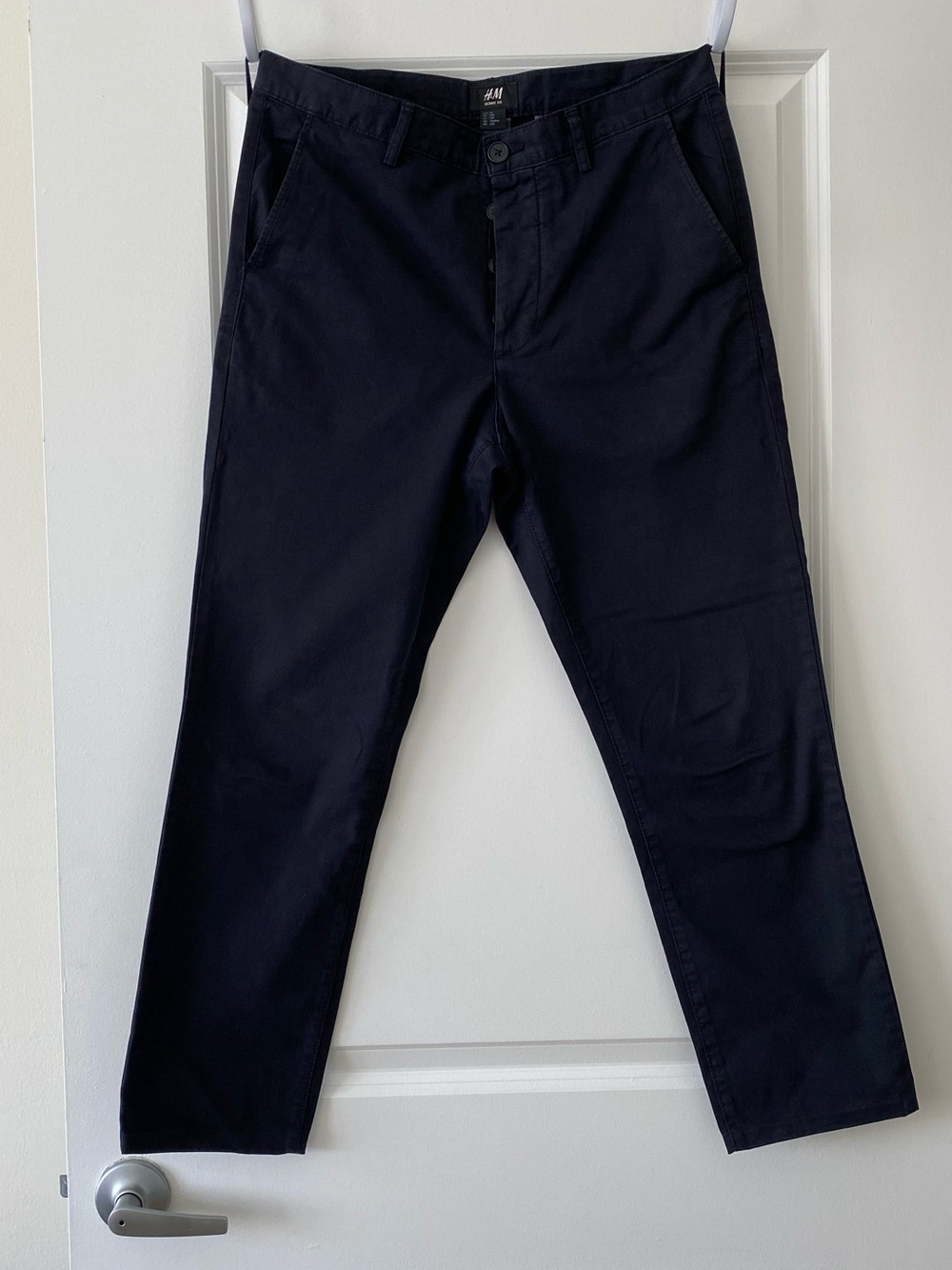 H&M Navy Button Front Chinos Sz 33
